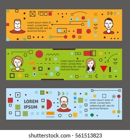 Banderas de ideas creativas. Concepto de negocio arte de línea plana. Conjunto de ilustraciones vectoriales.