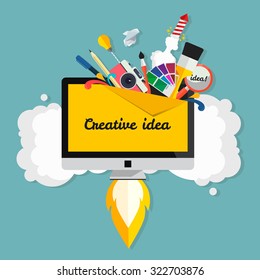 Creative idea. Big idea, startup, innovation concept. Vector illustration modern template design