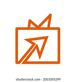 Creative idea Box logo and arrow with stroke only