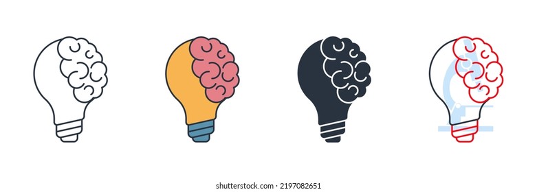 Creative idea. Brain in light bulb icon logo vector illustration. knowledge symbol template for graphic and web design collection