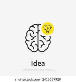 
Creative idea brain line icon. Brain with light bulb. Thin sign of innovation, solution, education logo. Logo template. Vector illustration eps 10.