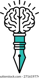 Cerebro de idea creativa en dibujo a pluma para la escritura y propósitos educativos. Representa la innovación. Perfecto para ilustrar contenido inteligente y diseño.