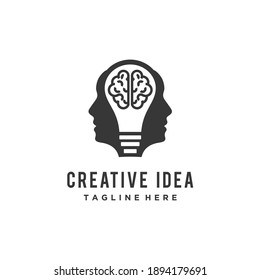 Creative Idea bulb lamp logo people design vector idea smart overlapping 
