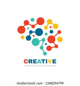 Creative idea - business vector logo template concept illustration. Abstract human brain sign. Geometric colored structure. Mind education symbol. Graphic design element. 