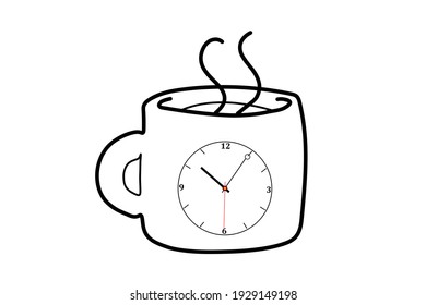 Creative idea coffee cup alarm clock. Creative minimal business concept. Advertising marketing communications. 