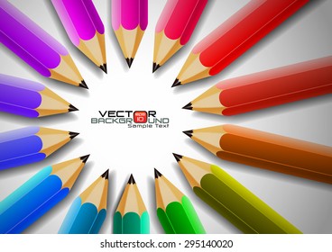 Creative Idea with Colorful Pencils Background, Vector Illustration