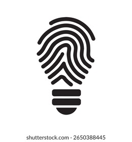 Creative idea concept combining fingerprint and light bulb silhouette