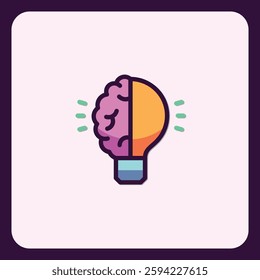 Creative Idea Concept Depicted with Brain and Lightbulb Combination Icon