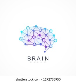 Creative idea concept design brain logotype vector icon. Artificial intelligence brain logo concept.