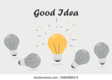Creative idea concept in the form of light bulb icon. Business decisions and strategy. Creative mind or brainstorming. Time for marketing. Vector illustration