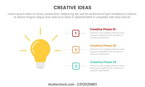 concepto de idea creativa infografía de plantilla de 3 puntos de etapa con pila cuadrada de contorno para presentación de diapositivas