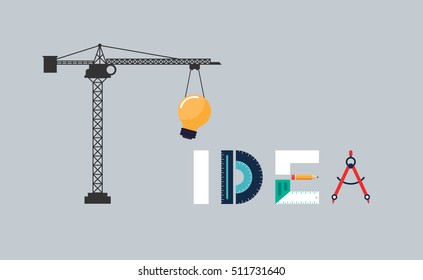 Creative idea concept, inspiration process flat design vector illustration