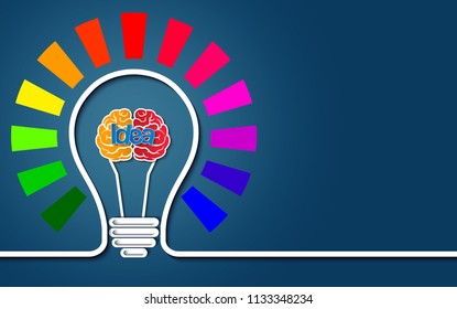 creative idea concept. light bulb brain colorful icon. business finance. Vector illustration