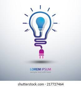 Creative Idea concept with light bulb and plug icon ,vector illustration