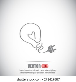 Creative Idea concept with light bulb and plug icon ,vector illu
