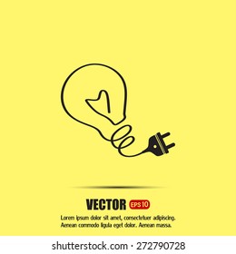 Creative Idea concept with light bulb and plug icon ,vector illu