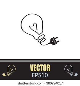 Creative Idea concept with light bulb and plug icon ,vector illu