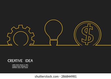 Creative idea concept make money. Vector Illustration.