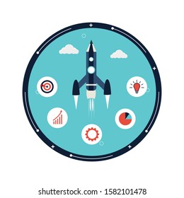 Creative idea concept - pencil as speed rocket climbing to the sky - wisdom and knowledge