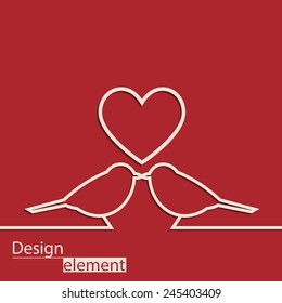 creative idea concept template. ribbon in the form of birds with shadow. valentine day concept. flat design