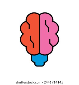 Creative idea concept vector illustration. Brain light bulb icon.