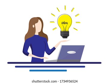 creative idea concept. The concept of working from home. modern vector in flat style. Poster for business, advertisement, web site design.