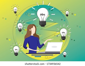 creative idea concept. The concept of working from home. modern vector in flat style. Poster for business, advertisement, web site design.