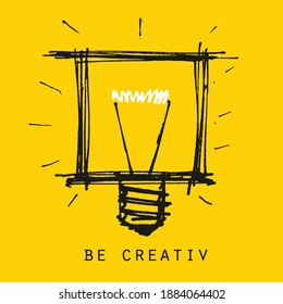 Creative idea concept.Light bulb  line drawing .Creative thinking and unique idea.