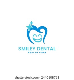 Creative Idea Dental Logo Design with a Smiling Tooth, Ideal for a Dentist Clinic’s Health Care Branding.