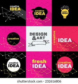 Creative idea design concept, logo, banner. Vector template.