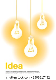 Creative idea. Design with light bulbs, headline and text place. Modern style illustration for web banners, hero images, printed materials. Flat Vector Illustration. EPS 10