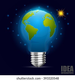 Idea creativa tierra, energía verde. Ilustración vectorial