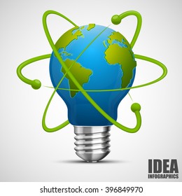 Creative idea earth. Green energy. Vector illustration