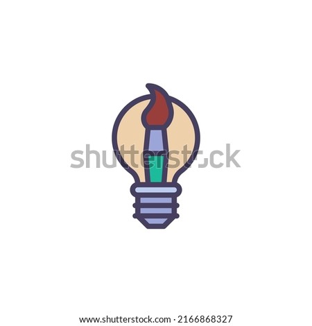 Creative idea filled outline icon, line vector sign, Light bulb with brush linear colorful pictogram isolated on white. Symbol, logo illustration. Vector graphics