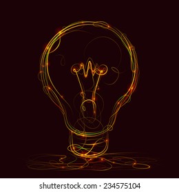 Creative idea of fire style, Lamp idea art, Vector illustration