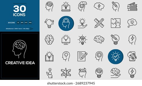 Creative Idea Flat Editable Icons Bundle for Web and App Designers