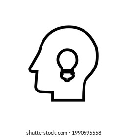 Creative idea flat line icon. Brain in lightbulb vector illustration. The creative icon in vector illustration.