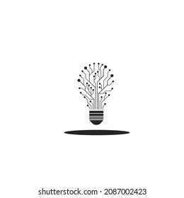 Creative idea flat line icon. Brain in lightbulb vector illustration. Thin sign of innovation, solution, education logo.