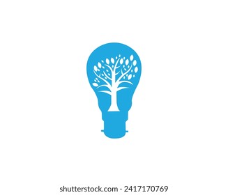 Icono creativo de línea plana. Árbol en ilustración de vector de bombilla. Señal delgada de innovación, solución, logo educativo.