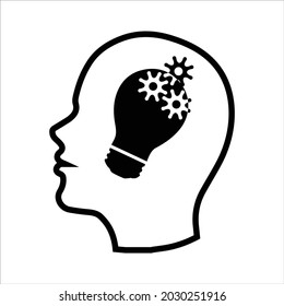 Creative idea flat line icon.lightbulb vector illustration. Thin sign of innovation, solution, education logo