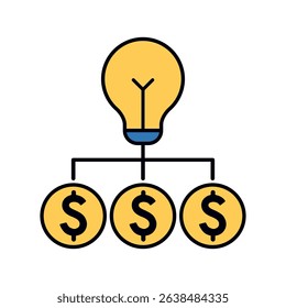 Creative Idea Generating Multiple Dollar Signs Representing Business Innovation and Financial Profit Growth
