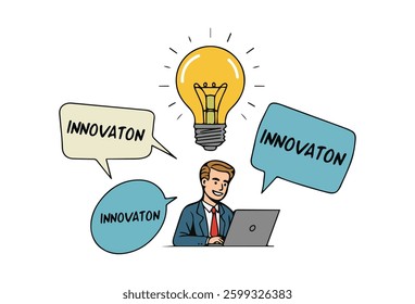 Creative idea generation or brainstorm an illustration in pop art retro style representing the concept of creative idea generation or brainstorming. This design element is perfect for use in infograph