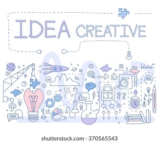 Creative Idea. Handdrawn Vector Illustartion Doodle style concept. Modern line style illustration for web banners, hero images, printed materials vector illustration