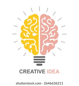 Creative idea with human brain lightbulb vector