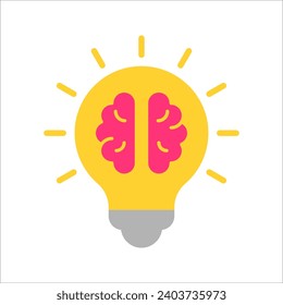 Creative idea icon, Brain in lightbulb, Thin sign of innovation, solution, education logo. vector illustration on white background