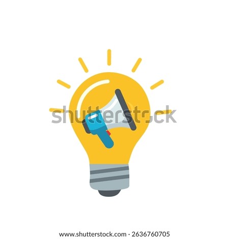 Creative idea icon combining lightbulb and megaphone, symbolizing innovation in marketing and communication