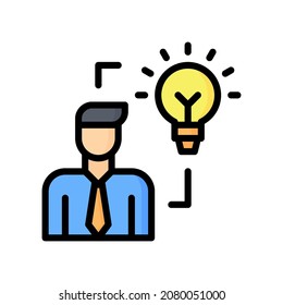 Icono de ideas creativas, Icono de estilo de línea rellenada, Ilustración vectorial de icono, Adecuado para sitio web, aplicación móvil, impresión, presentación, infografía y cualquier otro proyecto.