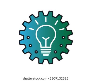 Creative idea icon. Gear and Bulb vector. Innovation, solution, education logo thin sign. Vector EPS 10. Isolated on white background.
