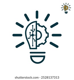 Creative idea icon. gear in a light bulb. outline design style.  Thin sign of maintenance, innovation, solution, education logo. vector design