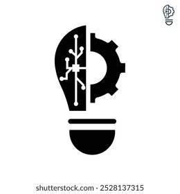 Creative idea icon. gear in a light bulb. simple design style.  Thin sign of maintenance, innovation, solution, education logo. vector design